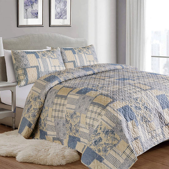 Bedspread Set Ultra Sonic Quilted Front & Reverse 80 GSM (8515) Poly Cotton Filling 100 GSM