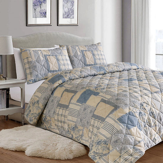 Bedspread Set Multi Needle Quilted  Front & Reverse 80 GSM (8515) Poly Cotton Filling 150 GSM