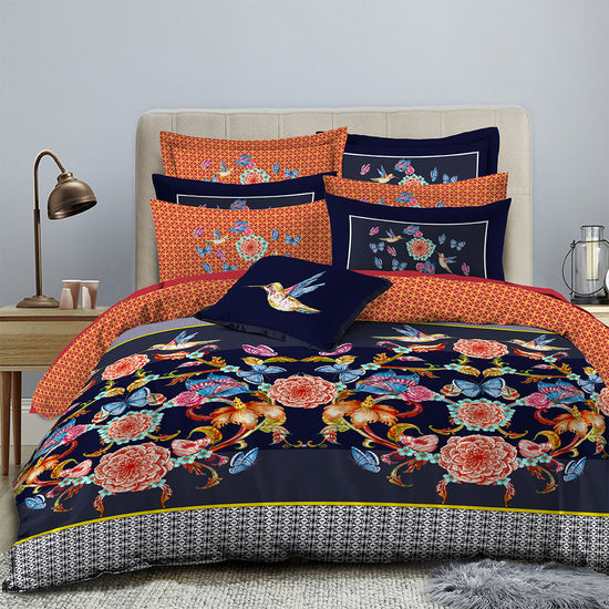 Hummingbirds Black 100 Cotton Sateen T-200