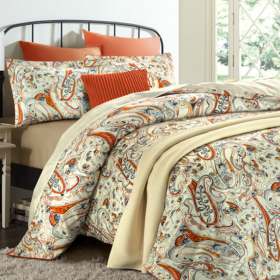 Oriental  POPPY Print With Contrast Piping