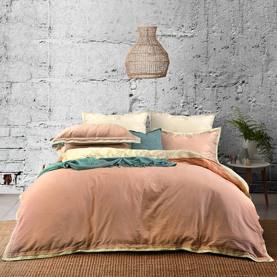 Desert Rose Cotton Percale Enzyme Washed Double Flanged