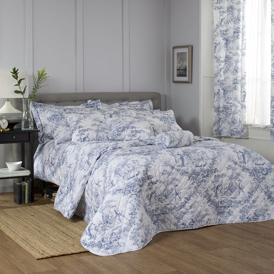 Toile Blue Bedspread